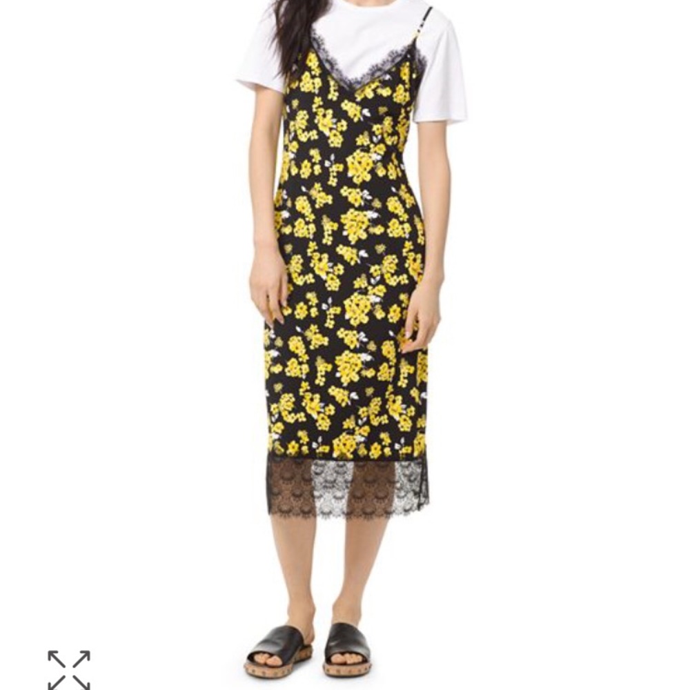 Michael Kors Glam Fleur Midi Slip Dress